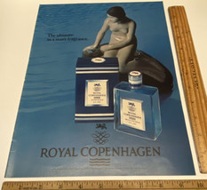 Vintage Print Ad Royal Copenhagen Mermaid Blue Water Ephemera 1970s 13&quot; ... - $14.69
