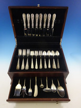 Rose by Stieff Sterling Silver Flatware Set For 8 Service 47 Pieces Repousse - £2,199.56 GBP