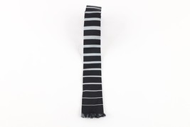 Vintage 50s Rockabilly Striped Color Block Silk Fringed Square Neck Tie USA - £27.20 GBP