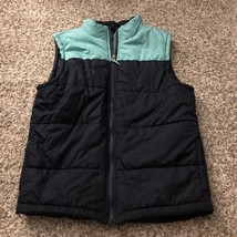 Crown &amp; Ivy Puffer Vest Womens Large Blue Teal Colorblock Full Zip Front Pockets - £8.76 GBP