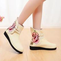 Veowalk Floral Embroidered Women Denim Cotton Short Ankle Boots Retro Ladies Com - £39.68 GBP