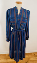 Vintage Gloria Vanderbilt Women&#39;s 8 Dress Checked Novelty Print Belted - £16.73 GBP
