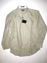 New Mens M NWT Guy Laroche Homme France Designer Shirt Tan Green Linen P... - $30.84