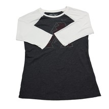 Nike Shirt Womens M Black White 3 4 Sleeve Round Neck Graphic Print Casu... - $18.69