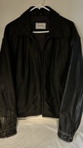 Hathaway Leather Jacket Adult Extra Large XL Black Full Zip Soft Bomber Style - £31.71 GBP