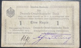 1915 (1 Nov) German East Africa 1 Eine Rupie Banknote WWI German Colonia... - $49.50