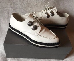Alexander McQueen ivory Two-tone Leather Lace-up Creeper Shoes  sz 41 c - £358.55 GBP