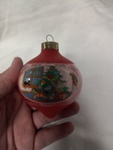 Vintage 1988 Christmas Tree Ornament Plastic Ball Santa on Train Happy Holidays - £11.68 GBP