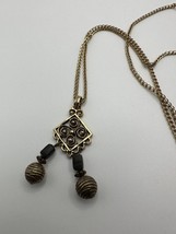 Vintage Designer Long Robert Rose Chain Pendant Necklace 36&quot; NB6 - $11.88