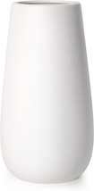 D&#39;Vine Dev 10 Inch Modern White Ceramic Vase, Oval-Shaped, Grainy Texture, 10Sw. - £32.43 GBP
