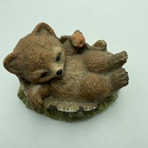 Vintage 1986 Homco Masterpiece Porcelain "Little Bear Cub In A Tub" Figure - $8.77