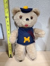 University Of Michigan Wolverines 14&quot; Stuffed Bear Plush Homemade? 60s 7... - $27.45