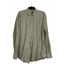 Hickey Freeman Button Front Shirt Size XL Green Multi-Color Striped Mens - $19.79