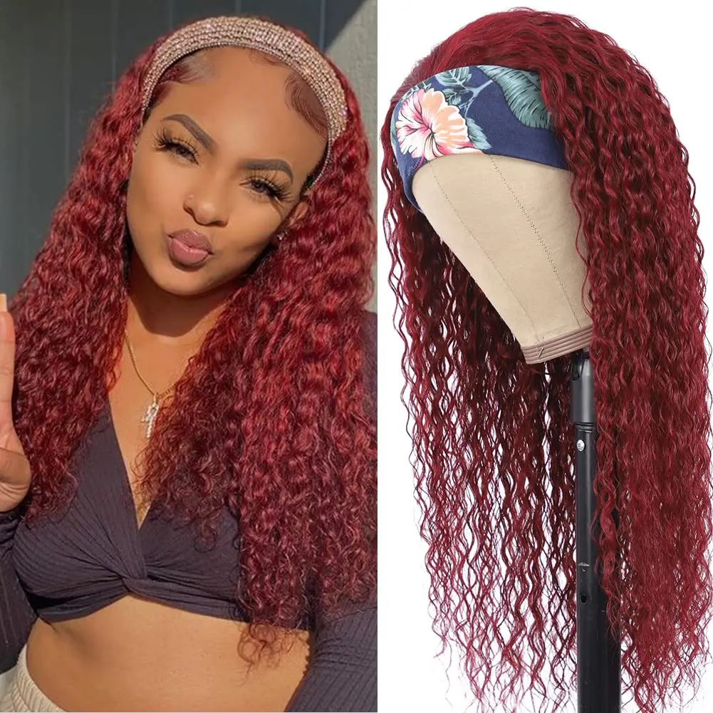 99J Headband Wig Deep Wave Human Hair Wigs for Black Women Glueless Curly Wave - £57.44 GBP