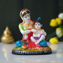 India at Your Doorstep Hand-Painted Marble Yashoda and Krishna Statue (9 inches) - £107.44 GBP