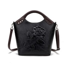  Women Handbag Rose Print Lady Tote High Quality Leather Large Capacity Ladies S - £43.77 GBP