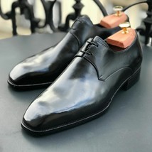 Handmade Men&#39;s Formal Derby Shoes Goodyear Hand Welted Men Lace up Oxford Shoes - $170.99+