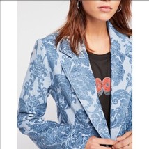 Free People Tapestry Blazer Jacket Light Blue Cut Velvet Valerie M NEW $268 - £154.77 GBP