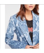 Free People Tapestry Blazer Jacket Light Blue Cut Velvet Valerie M NEW $268 - £154.97 GBP