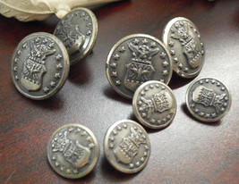 Lot of 8 Antique Metal Watebury Button Co Clothes Buttons - American Eagle - £12.63 GBP