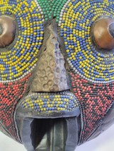 Ghana Collection Carved Wood Ceremonial Harvest Face Mask Beaded 12&#39;&#39; Pier 1 - £59.35 GBP