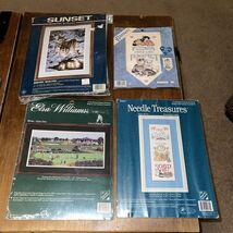 X4 Vintage Cross Stitch Sunset Dimension Candamar Design Bucilla Love Lo... - $123.75