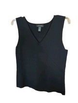 Cable &amp; Gauge Sweater Sleeveless Knitted Size Large Tank Top Black V Neck - £19.78 GBP