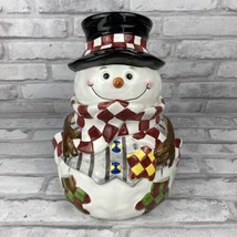 Snowman Cookie Jar Canister Container Christmas Holiday World Bazaar Inc - £31.80 GBP