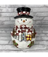 Snowman Cookie Jar Canister Container Christmas Holiday World Bazaar Inc - £31.84 GBP