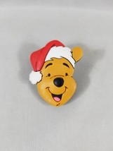Disney Winnie the Pooh Head Santa Hat Pin 1 5/8&quot; Vintage Disneyland Chri... - $8.58