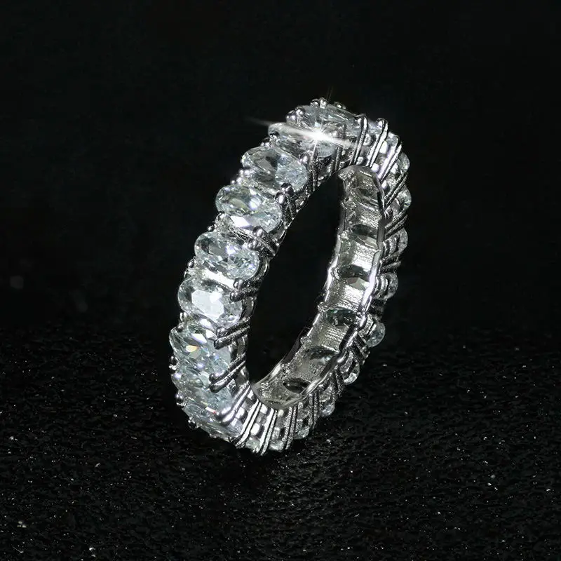 Luxury Vintage Silver Color Wedding Band Eternity Ring for Women Big Gift for La - £14.06 GBP