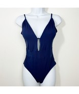 Becca Plunge Tie Back One Piece Swimsuit Size Large NEW in NAVY Blue New - $927.38 MXN