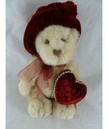 Russ Berrie Valentines Day gift Duchess Latte color Teddy Bear 9&quot; in vel... - £9.31 GBP