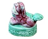 Vintage Chinese Ceramic Foo Dog Figurine Red &amp; Green Glaze Decorative Ar... - $72.00