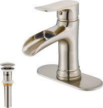 Waterfall Bathroom Faucet Burshed Nickel Single Hole One Handle For Vess... - £36.94 GBP