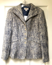 NWT Talbots 8 Blue Basketweave Tweed Silk Blend Lined Jacket - $98.99