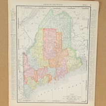 Maine &amp; New Hampshire Rand McNally  1898 Atlas of the World 14&quot; x 11&quot; - $19.59