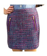 J. Crew Boucle Tweed Purple Pink Blue Gray Lined Wool Blend Zip Mini Ski... - $469.67 MXN