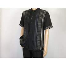 Men Silversilk 2pc walking leisure Matching Suit Italian woven knits 51017 Black image 3