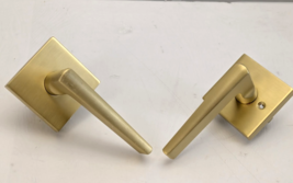 Passage Lever Satin Brass Modern Door Handle Levers Knobs Entry Passage/... - $23.66