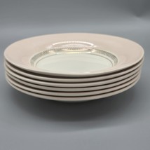 LIMOGES-AMERICAN 22k Gold Federal Coral Pink  Rim Soup Bowl Set Of 5-Pc ... - $89.09