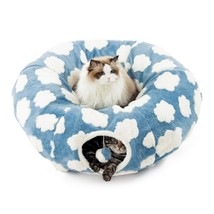 Lesure Cat Tunnel Bed for Indoor - Cute Cat Donut Tunnel with Washable Circle Cu - £23.44 GBP