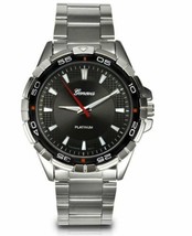 NEW Geneva Platinum 2804 Men&#39;s Romont Silver Bracelet &amp; Case Gunmetal Dial Watch - £15.04 GBP
