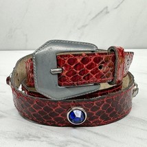 Vintage Damask Accessories New York Red Snake Skin Jeweled Belt Size Sma... - $24.74