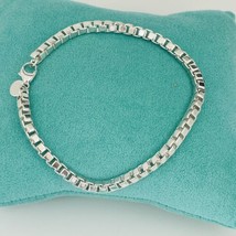 8.5&quot; Tiffany and Co Large Venetian Box Link Bracelet Mens Unisex Sterling Silver - £227.25 GBP