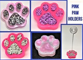Pink Dog Paw Photo Holders, Memo or Recipe Stand, Reminder clip - £6.68 GBP