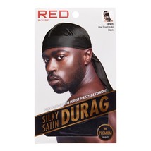 RED BY KISS PREMIUM QUALITY SILKY SATIN DURAG BLACK HD01 - £1.97 GBP