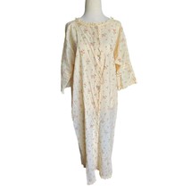 Iris Lingerie Nightgown Women&#39;s Vintage Wool Lace Trim Button Front Cott... - $39.94