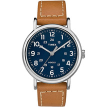 Timex Weekender 40mm Men&#39;s Watch - Tan Leather Strap w/Blue Dial - TW2R425009J - £39.77 GBP