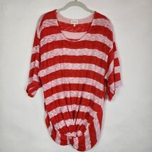 Anthropologie Top Womens LG Deletta Knit Red Striped Oversized Knotted B... - $8.51